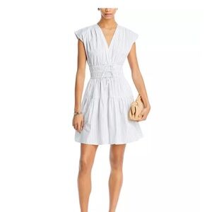 10 Crosby Derek Lam White Ruched Flutter Sleeve Sundress